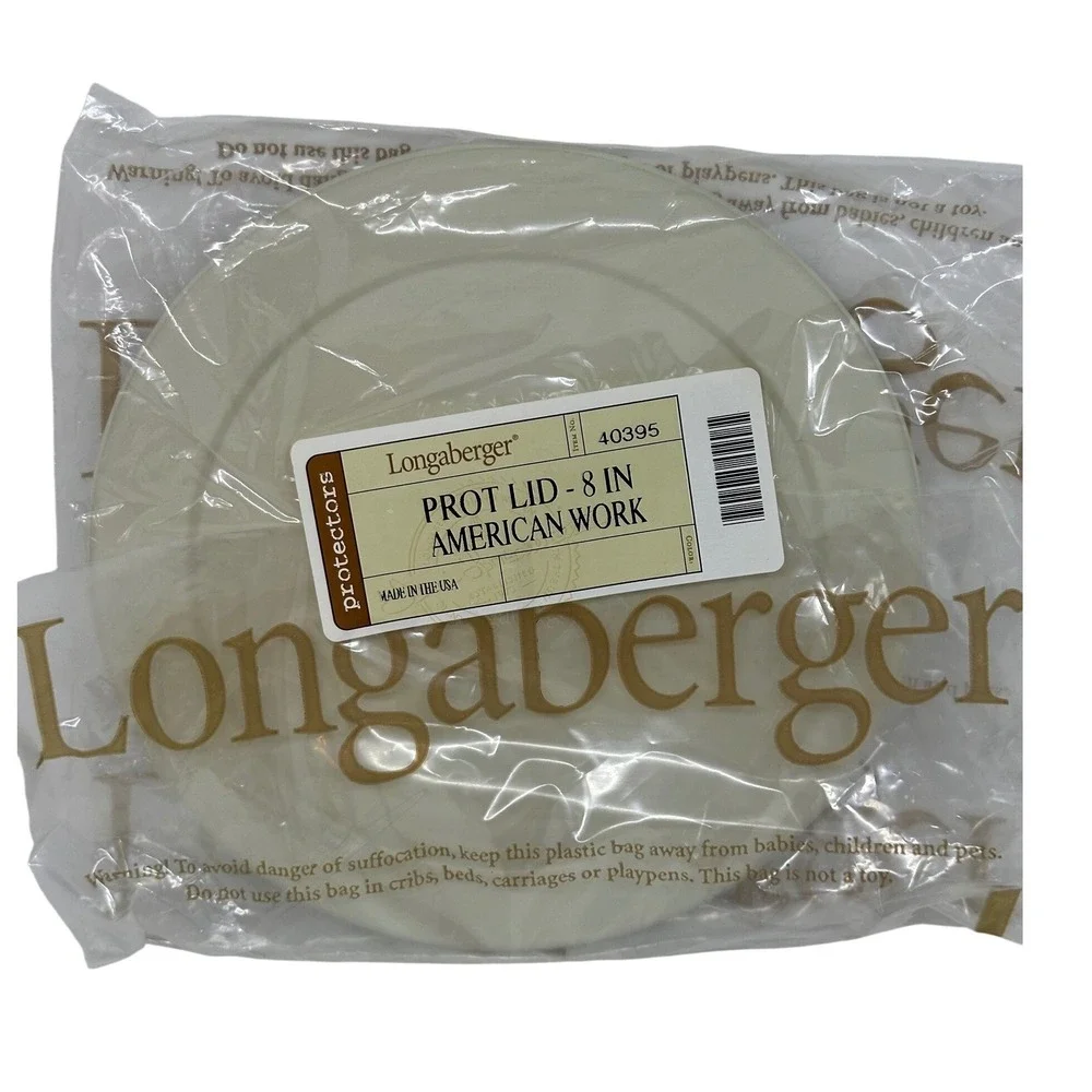 Longaberger Protector Lid 8 Inch American Work Cream Plastic Basket Cover 40395